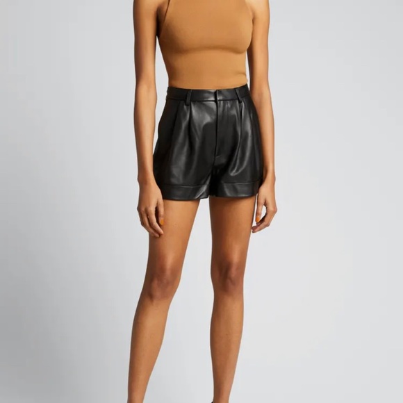Alice & Olivia Conry Pleated Leather Shorts size 8